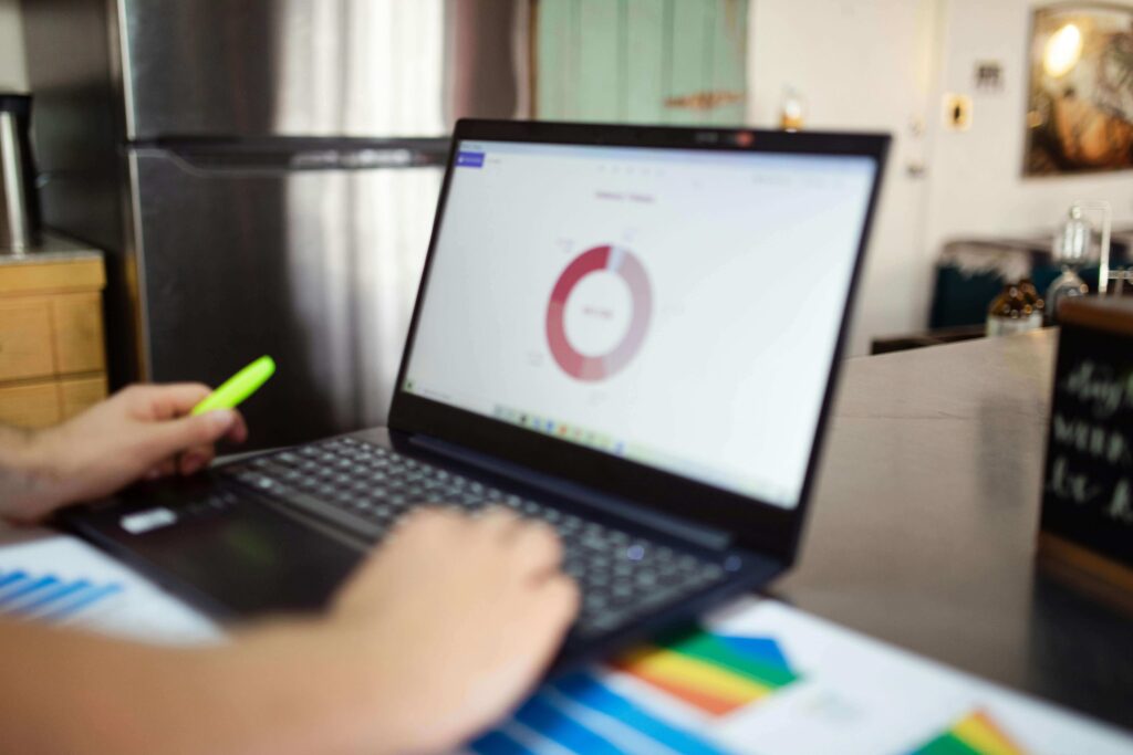 person checking credit score computer